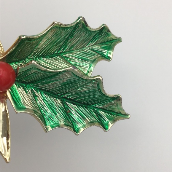 Vintage Signed Gerry's Holiday Holly Winter Brooch Pin - Picture 7 of 13